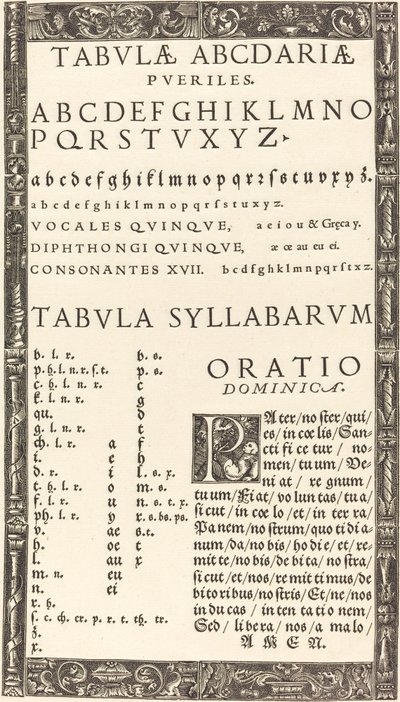 Alfabeto para un Libro de Primaria de Probably German 16th Century