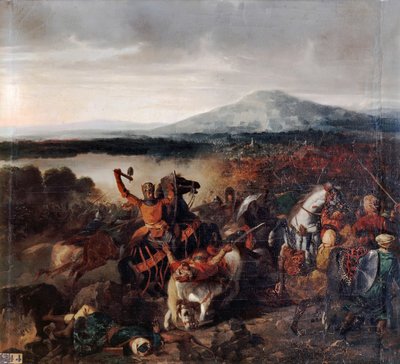 Rogelio I de Sicilia en la Batalla de Cerami en 1061 de Prosper Lafaye or Lafait