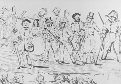 Honoré de Balzac (1799-1850) junto con los personajes de 