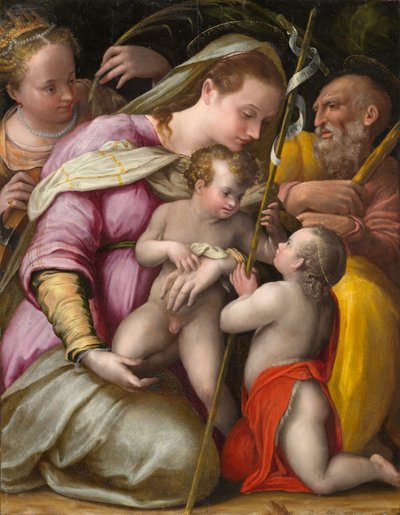 Sagrada Familia con Santa Catalina de Alejandría y el Niño San Juan Bautista, circa 1551-1556 de Prospero Fontana