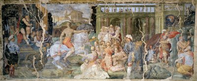 Historias del Papa Silvestre y el Emperador Constantino, fresco, salón, Palazzina della Viola, Bolonia, Italia de Prospero Fontana