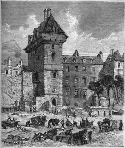 Vista de la Torre de Juan Sin Miedo (siglo XV), último vestigio del Hotel de Borgoña. París de Provost Provost