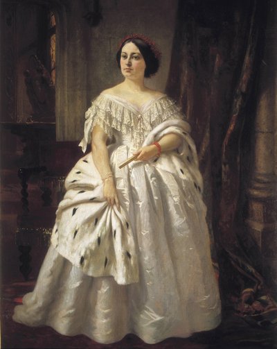 LAMADRID, Teodora (1821-1886). Actriz española (óleo sobre lienzo) de Prudent Louis Leray