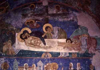 Los dolientes en la cruz, de la Catedral de la Transfiguración del Salvador, principios del siglo XII de Pskov School