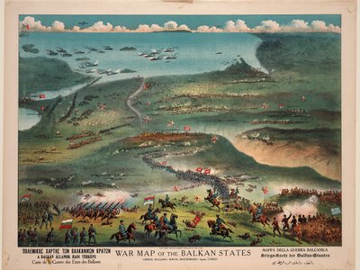 Mapa de guerra de los Estados Balcánicos de Publisher Joseph Koehler New York