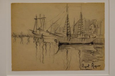 Veleros, Narcís Puget Riquer, dibujo al carboncillo, museo Puget, casa noble de Can LLaudis, Dalt Vila, Ibiza, Islas Baleares, España de Puget Riquer