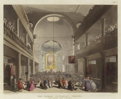 La capilla católica romana de Pugin and Rowlandson