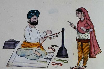 Fabricante de trenzas de seda, c.1890 de Punjabi School