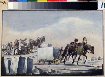 El hielo se divide. Pintura de Piotr Alexandrovich Alexandrov (1794-?). Acuarela y tinta sobre papel de Pyotr Alexandrovich Alexandrov