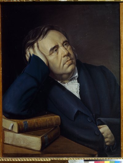Retrato del fabulista Ivan A. Krylov (1769-1844) (retrato del fabulista I.A. Krylov). Obra de Pyotr Alexeevich Olenin (1828-1855), pastel sobre papel de Pyotr Alexeevich Olenin
