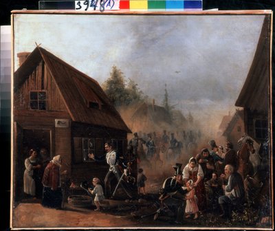 Escenario de la guerra ruso-francesa de 1812. Pintura de Pyotr Ilyich Baykov (1817-?). Óleo sobre lienzo, 45,3 x 55,5 cm de Pyotr Baykov