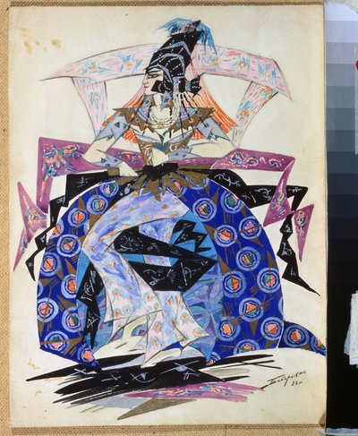 Diseño de vestuario para el ballet Petrushka de Igor Stravinsky (1882-1971). Dibujo de Pyotr Boborykin (Piotr Boborykine) (1836-1921). Acuarela y lápiz sobre papel, 35,6 x 26,5 cm de Pyotr Boborykin
