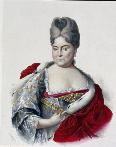 Retrato de la Gran Duquesa Natalia Alexeevna de Rusia (1673-1716), hermana del zar Pedro I el Grande (1672-1725). (Retrato de la Gran Duquesa Natalia Alexeevna de Rusia, hermana del zar Pedro el Grande). Obra de Piotr Fiodorovich Borel (1829-1898), de Pyotr Fyodorovich Borel