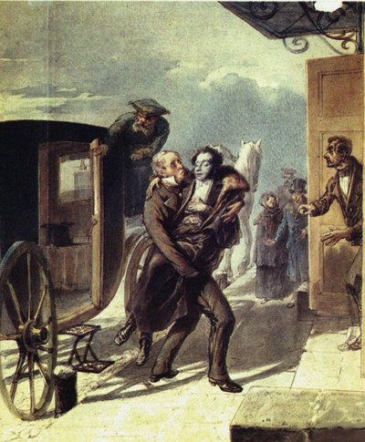 Pushkin después del duelo de Pyotr Fyodorovich Borel