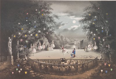 El ballet Naiad y el Pescador de C. Pugni en el pabellón Rosa, en el Parque Peterhof, 1851 de Pyotr Fyodorovich Borel