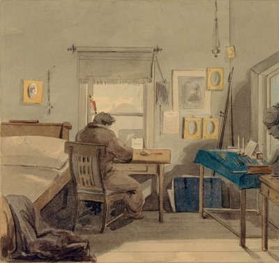 En el trabajo. En la Casa de Pavel Nashchokin, 1824 de Pyotr Fyodorovich Sokolov