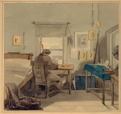En el trabajo. En la Casa de Pavel Nashchokin, 1824 de Pyotr Fyodorovich Sokolov