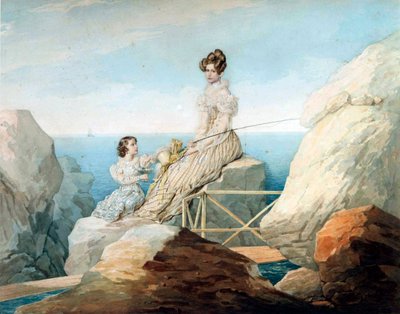 Emperatriz Alexandra Fyodorovna con la Gran Duquesa María Nikolaievna de Rusia, 1820s de Pyotr Fyodorovich Sokolov