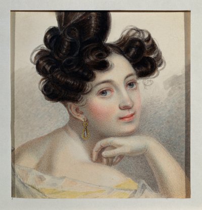 Retrato de la condesa Glafira de Balmen. Obra de Pyotr (Piotr) Fyodorovich Sokolov (Peter Sokolov) (1791-1848), acuarela sobre papel, hacia 1828. Arte ruso de Pyotr Fyodorovich Sokolov