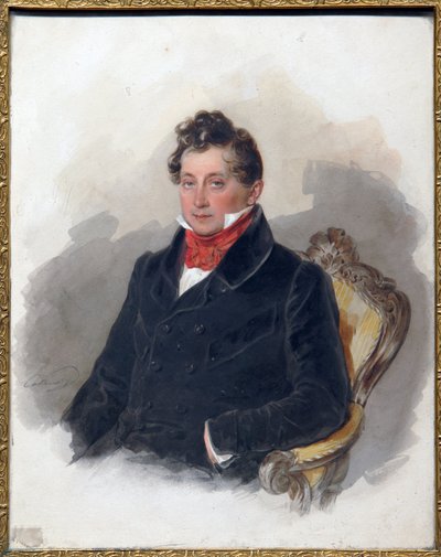 Retrato del decembrista (o decabrista) Mikhail Vielgorsky (1788-1856). (Retrato del decembrista M. Vielgorsky). Obra de Pyotr (Piotr) Fyodorovich Sokolov (Pierre Sokolov) (1791-1848), acuarela sobre papel, hacia 1840. Arte ruso del siglo XIX, romanticismo. de Pyotr Fyodorovich Sokolov