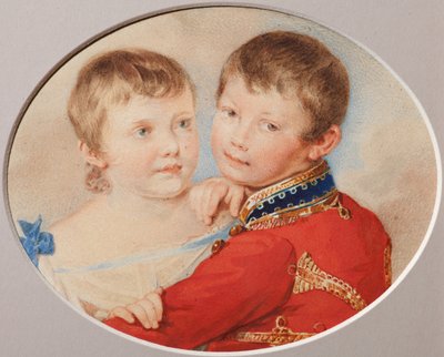 Retrato del príncipe heredero Alejandro Nikolayevich y la Gran Duquesa María Nikolaevna como niños, 1825 de Pyotr Fyodorovich Sokolov