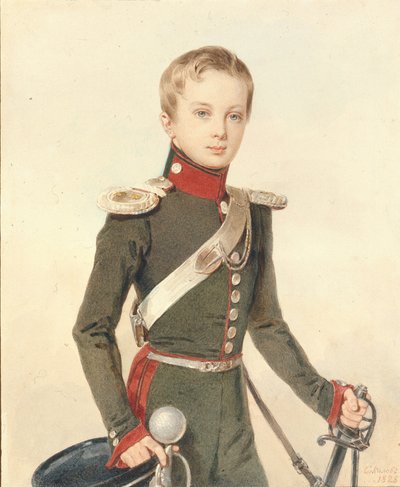 Retrato del príncipe heredero Alejandro Nikolayevich 1818-1881, 1828 de Pyotr Fyodorovich Sokolov