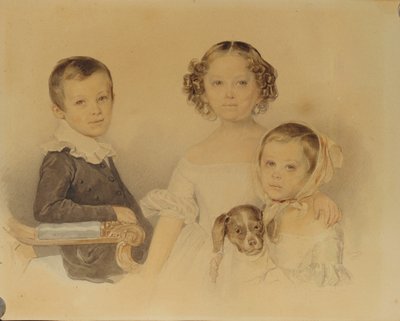 Retrato de los niños Lanskoy, 1839 de Pyotr Fyodorovich Sokolov