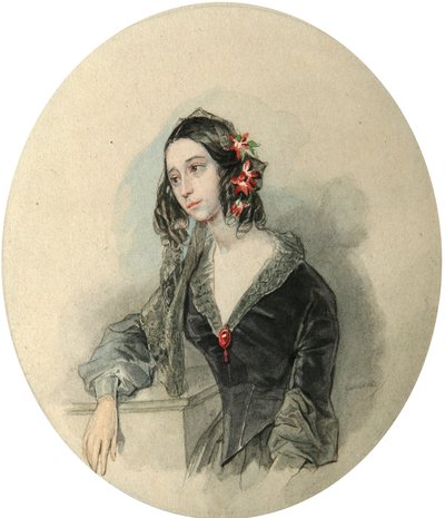 Retrato de la poetisa Yevdokiya Rostopchina, 1811-1858, 1846 de Pyotr Fyodorovich Sokolov