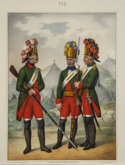 Granaderos del Regimiento Preobrazhensky, Semenovsky e Izmailovsky en 1763-1775, principios de 1840 de Pyotr Ivanovich Razumikhin