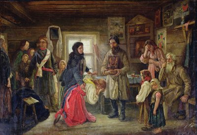 Antes del matrimonio, c. 1900 (óleo sobre lienzo) de Pyotr Ivanovich Tselebrovski