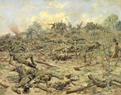 La infantería rusa ataca los atrincheramientos alemanes de Pyotr Pavlovich Karyagin