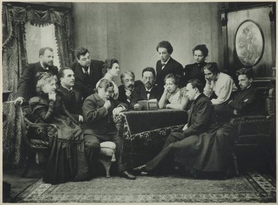 Antón Chéjov lee La gaviota con la compañía del Teatro de Arte de Moscú, 1899 de Pyotr Petrovich Pavlov