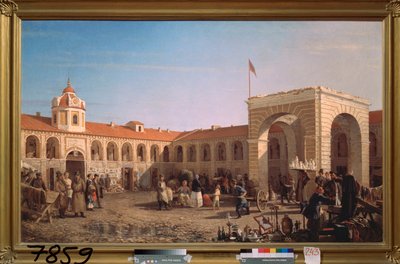 El Mercado Apraksin en San Petersburgo (Mercado Apraksin en San Petersburgo) - Pintura de Pyotr Petrovich Vereshchagin (Piotr Vereshchagin) (1836-1886), óleo sobre lienzo de Pjotr ​​​​Petrowitsch Wereschtschagin