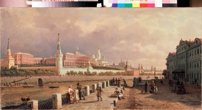 Vista del Kremlin desde el terraplén de Sophia en Moscú - Pintura de Pyotr Petrovich Vereshchagin (Pyotr Vereshchagin) (1836-1886), óleo sobre lienzo de Pjotr ​​​​Petrowitsch Wereschtschagin
