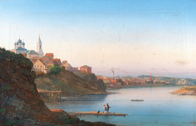 La Iglesia de la Dormición en Krutitsy en Moscú con el Monasterio Simonov al fondo, 1858 de Pyotr Sergeevich Stepanov
