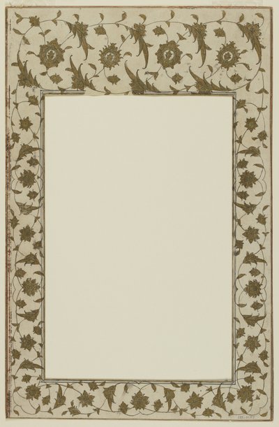Borde de manuscrito con motivos florales de Qajar School