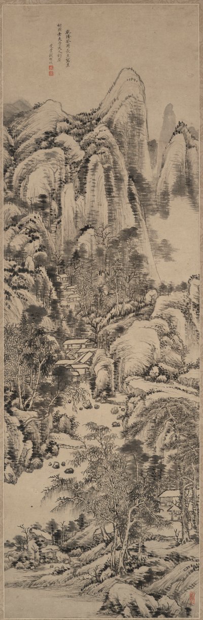 Paisaje al estilo de Huang Gongwang de Qian Weicheng