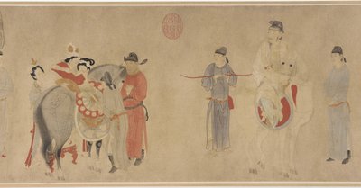 Consorte Yang montando un caballo, finales de la dinastía Yuan o principios de la dinastía Ming de Qian Xuan