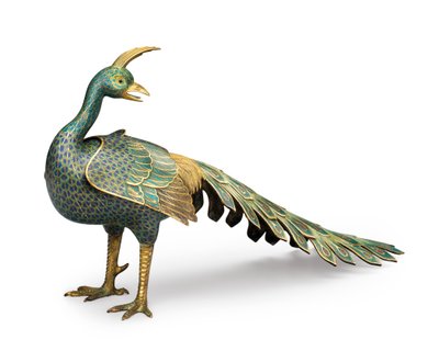 Incensario en forma de pavo real de cloisonné de Qing Dynasty   Qianlong Period Chinese School