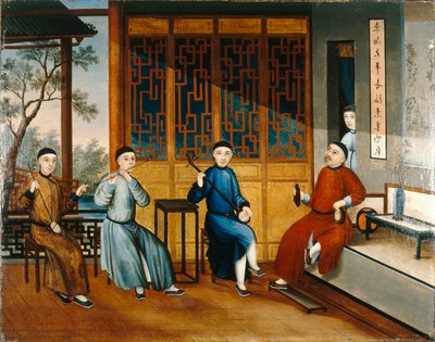 Trío de músicos, c.1800 (óleo sobre lienzo) de Qing Dynasty Chinese School
