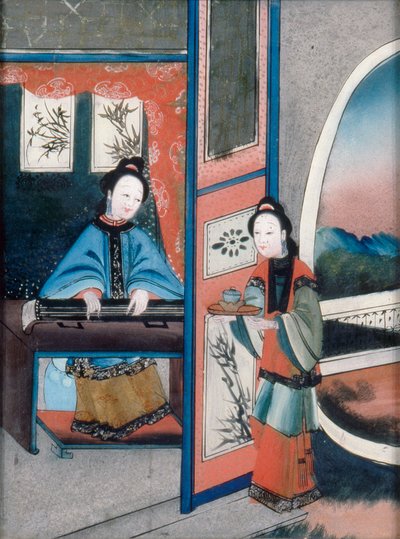 Interior chino, c.1800 (óleo sobre lienzo) de Qing Dynasty Chinese School