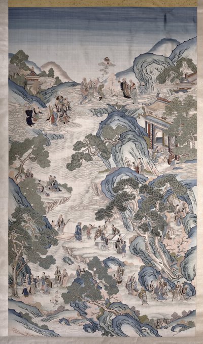 Reuniones de Grupos Inmortales, c.1800 (textil) de Qing Dynasty Chinese School