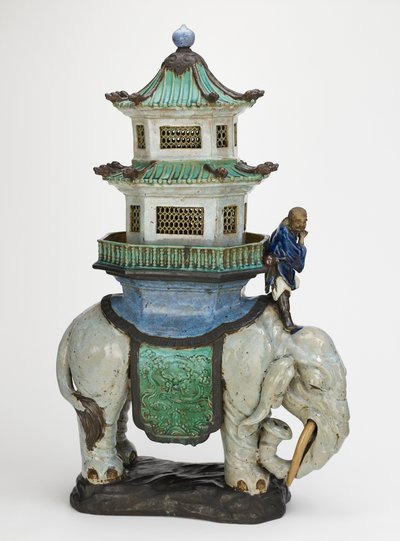 Quemador de incienso, hornos Shiwan (Shekwan), provincia de Guangdong, China, mediados del siglo XVII-finales del siglo XIX (gres) de Qing Dynasty Chinese School
