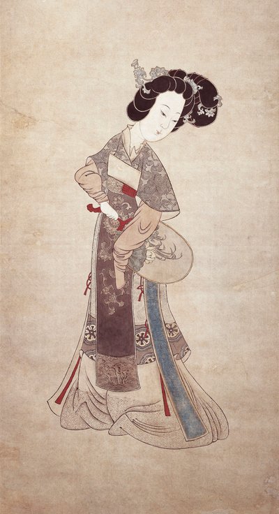 Dama de China, por Ren Shyong (pintura sobre seda) de Qing Dynasty Chinese School