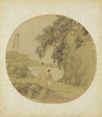 Paisaje con Figuras de Qing Dynasty Chinese School