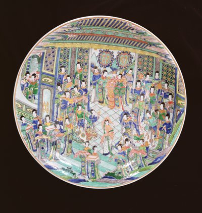 Gran Plato Famille Verte, período Kangxi (1662-1722) de Qing Dynasty Chinese School