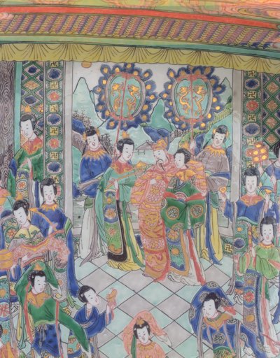 Gran Plato Famille Verte, período Kangxi (1662-1722) de Qing Dynasty Chinese School