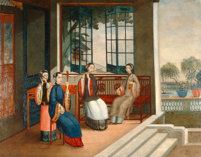 Músicos, c.1800 (óleo sobre lienzo) de Qing Dynasty Chinese School