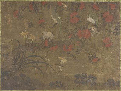 Loros comiendo granadas, siglo XVII-XVIII de Qing Dynasty Chinese School
