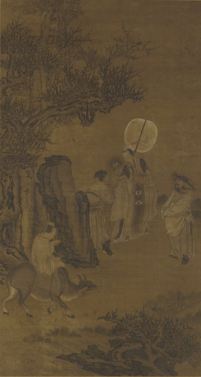 Primer Ministro Yang Su y el joven estudioso de Qing Dynasty Chinese School